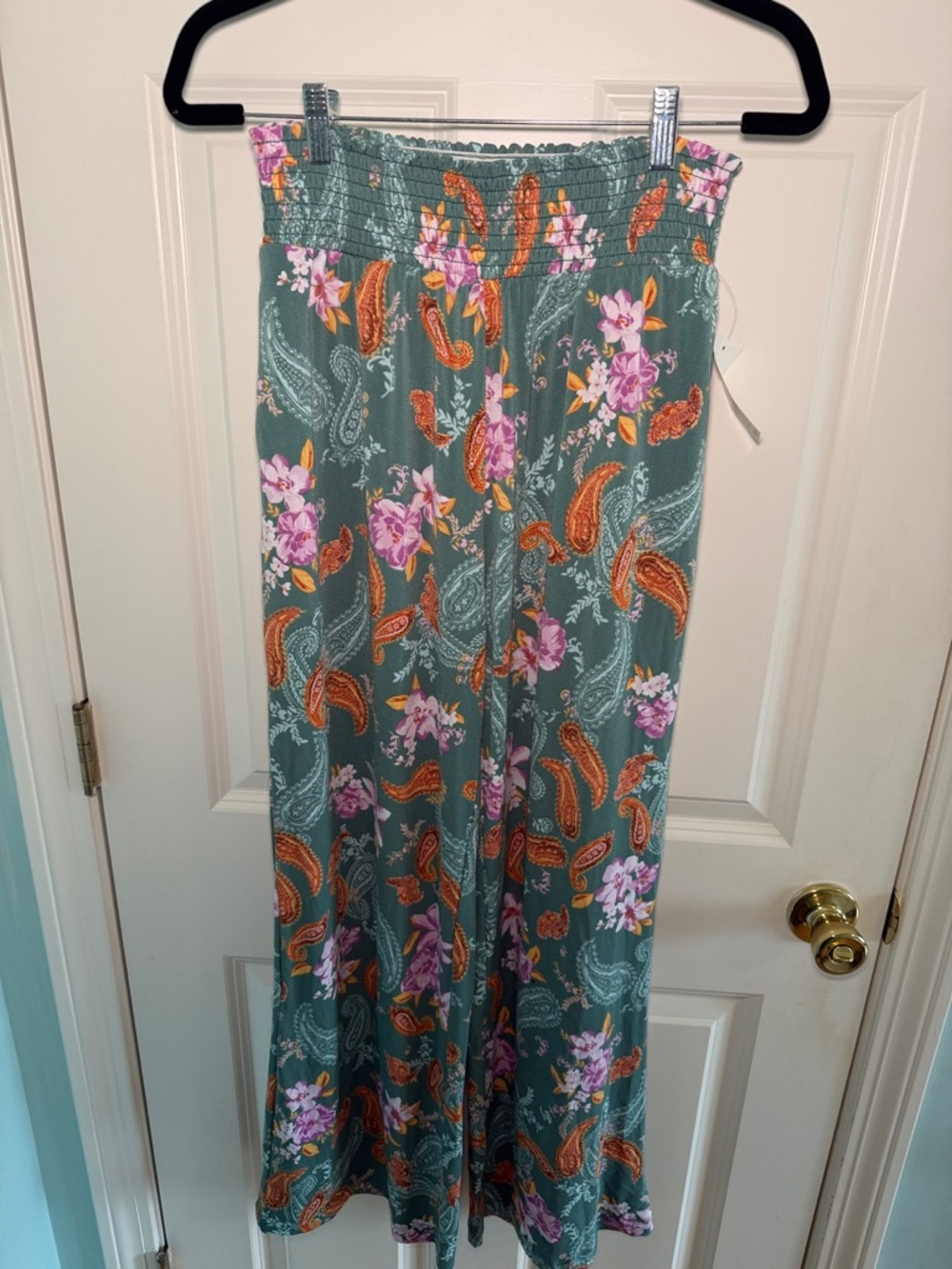 Bar III Green Floral Paisley Wide-Leg Pants